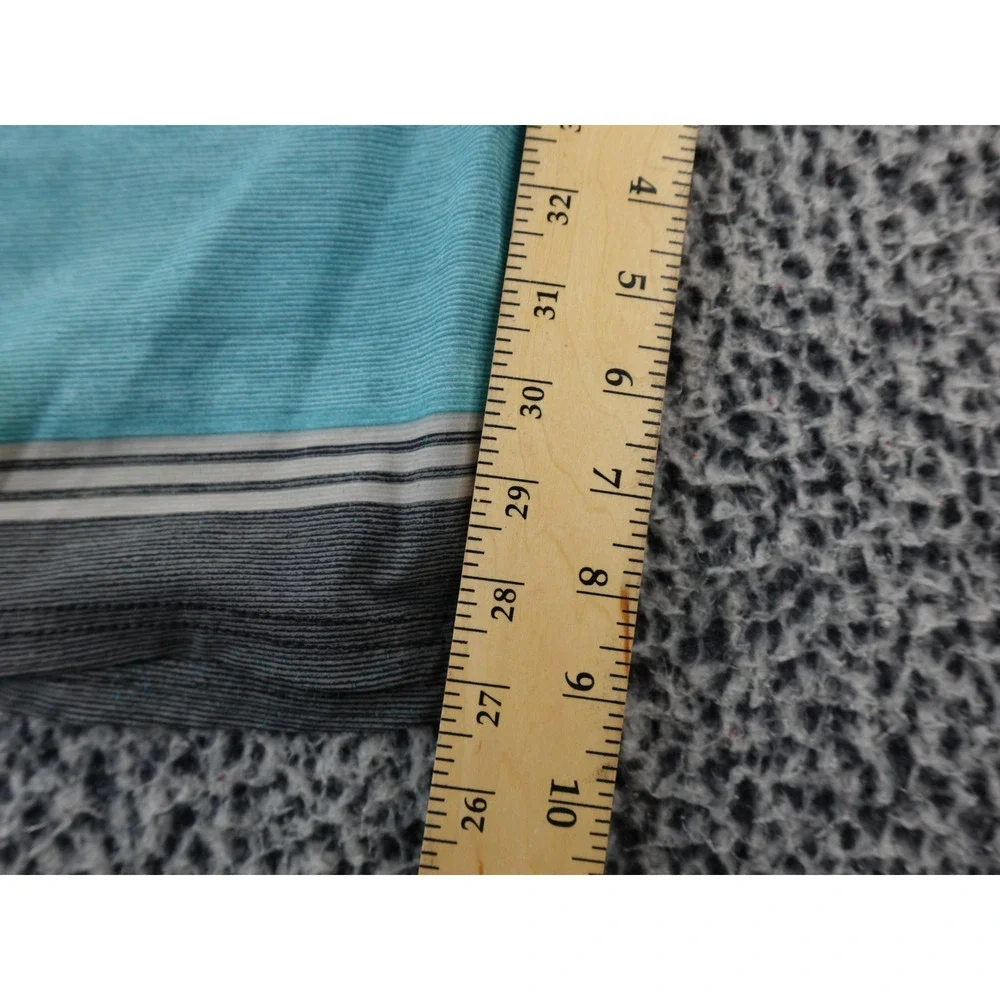 Maui and Sons Mens Board Shorts Teal Blue Palm Leaf Print‎ Elastic Waist 36